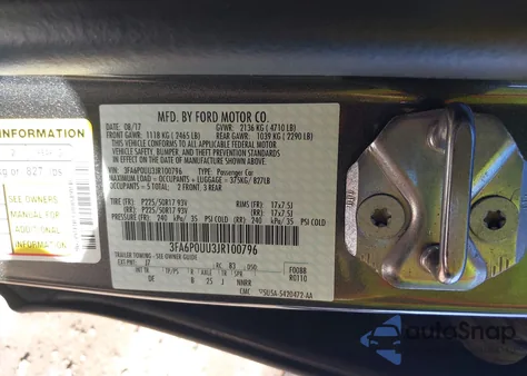 2018 Ford Fusion Hybrid S из США, поврежденный, VIN 3FA6P0UU3JR100796